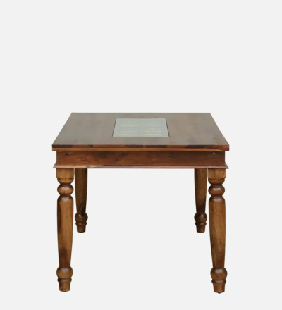 Modern Wooden Dining Set 6 Seater with Open Legs and Tufted Upholstery Comfort - Image 4