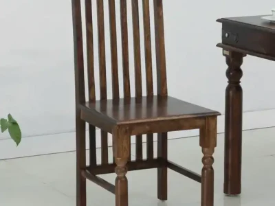 Simple Wooden Dining Chair with Upholstered Seat for Daily Dining Use