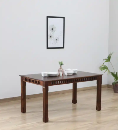 Premium wood dining table with strong and stylish base for daily use