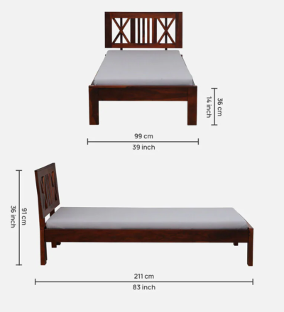 Elegant Single Bed in Natural Sheesham for Studio Apartments By Sarve Furniture - Image 10