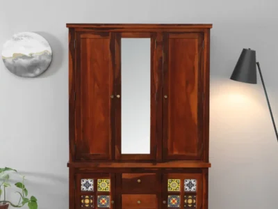 Solid Sheesham wood wardrobe 3 door for bedroom by Sarve Furniture – elegant and spacious storage solution