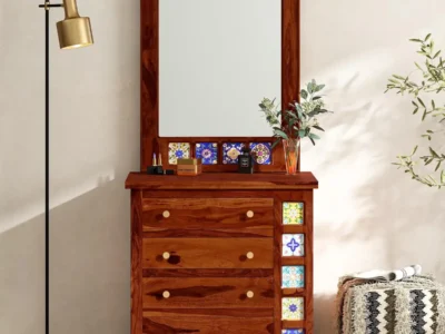 Solid wood dressing table for bedroom by Sarve Furniture – elegant and functional with mirror and storage drawers