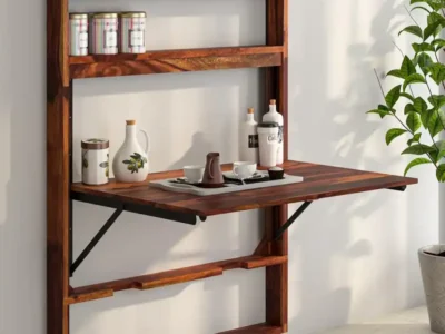 Compact Sheesham wood dining table with chairs for small family dining room