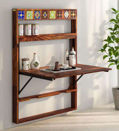 Compact Sheesham wood dining table with chairs for small family dining room