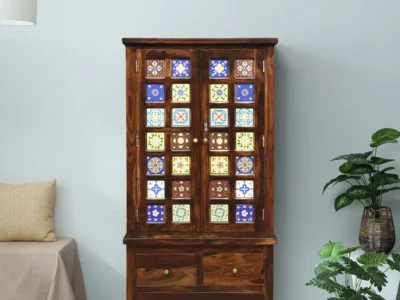 Sheesham wood wardrobe with sliding doors by Sarve Furniture – modern storage solution for bedrooms