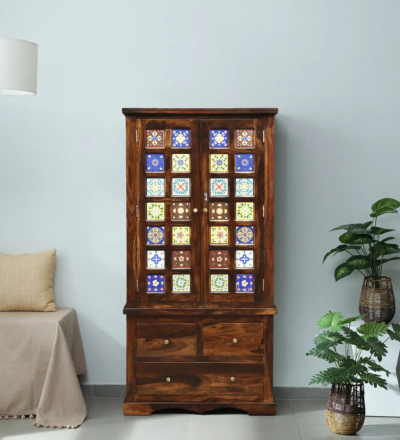 Sheesham wood wardrobe with sliding doors by Sarve Furniture – modern storage solution for bedrooms