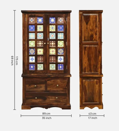 Sheesham Wood Wardrobe with Sliding Doors By Sarve Furniture - Image 9
