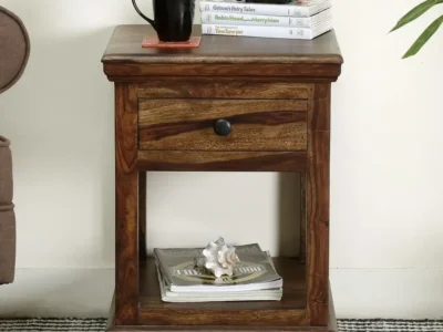 Premium Wooden Bedside Table – Handcrafted Wooden Nightstand by Sarve Furniture, Elegant Natural Finish