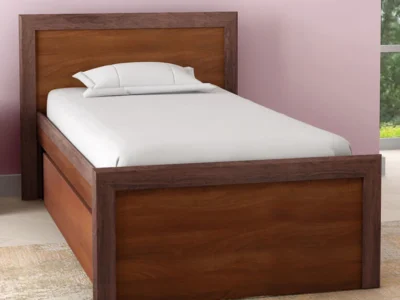 Modern wooden single bed in Sheesham wood for daily use by Sarve Furniture – sleek and durable solid wood bed