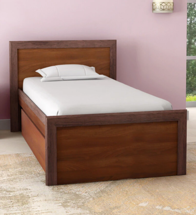 Modern wooden single bed in Sheesham wood for daily use by Sarve Furniture – sleek and durable solid wood bed