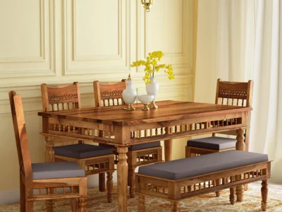Sturdy hardwood dining set made from Sheesham wood for daily home use