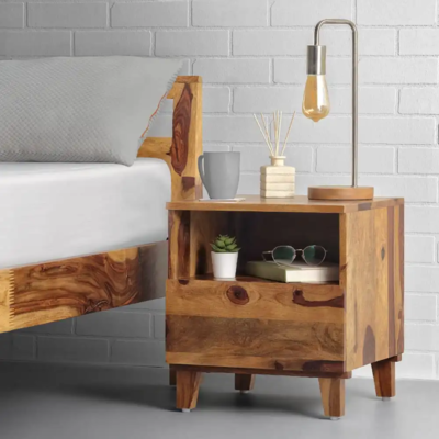 Nexon Bedside Table Solid Wood by Sarve Furniture with drawer and minimalist design for bedroom storage.