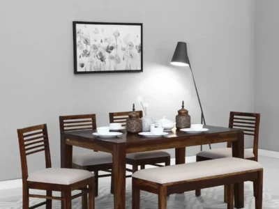 Elegant Dining Set Kitchen with Sheesham Wood Frame and Upholstered Seating Comfort