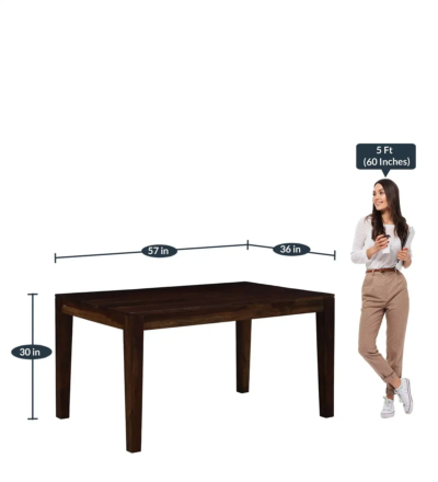 Modern 6 Seater Dining Table Set with Wooden Chairs and Premium Polish - Image 2