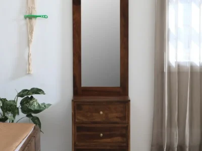 Traditional wooden dressing table with Sheesham finish by Sarve Furniture – classic design with mirror and drawers
