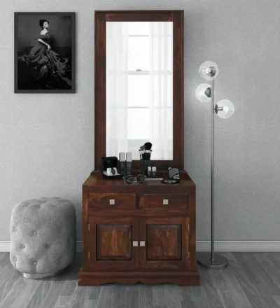 Wooden Sheesham Dressing Table with Large Mirror By Sarve Furniture - Image 3