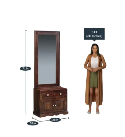 Wooden Sheesham Dressing Table with Large Mirror By Sarve Furniture - Image 7