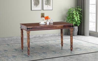 Dining Table Set Contemporary with Minimalist Chairs and Teak Wood Finish Online Furniture - Image 4