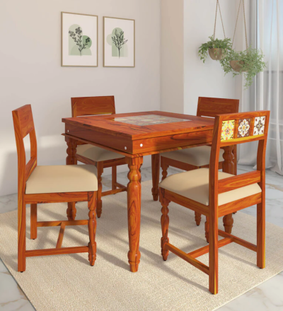 Stylish 4 Seater Dining Set for Kitchen and Dining Room With Cushioned Chair