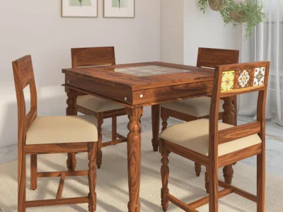 Rectangular Dining Set with Cushioned Seats and Durable Sheesham Frame