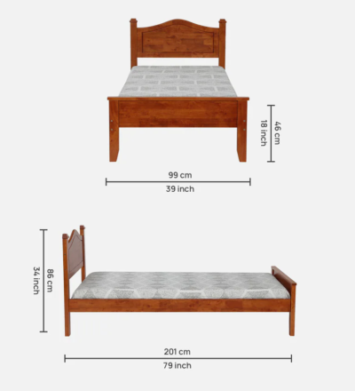 Sleek Single Bed in Sheesham with Matte Polish and Supportive Frame - Image 8