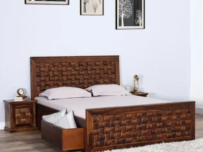 UrbanRest Metal Frame Bed with Storage Drawers – Queen Size