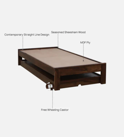 Designer Leg Single Bed in Sheesham With Trundle By Sarve Furniture - Image 12