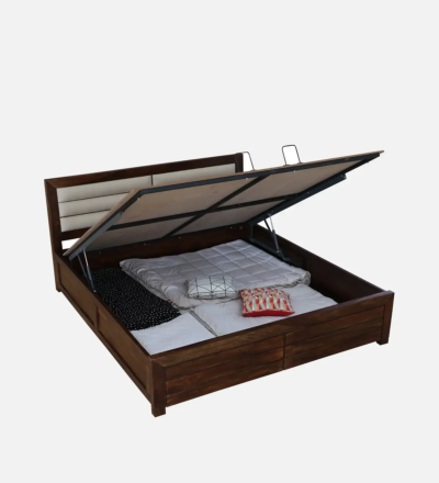 Roscow Sheesham Wood Bed Hydraulic Storage For Bedroom By Sarve Furniture - Image 8