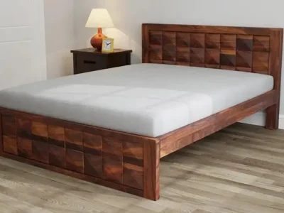 Dimand Sheesham Wood Bed Without Storage – Solid Sheesham Wood Bed Frame by Sarve Furniture, Natural Finish, Handcrafted Wooden Bed
