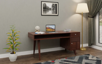 Foldable compact study table with bookshelf ideal for hostel and small spaces