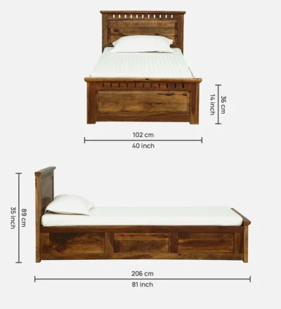 Affordable Sheesham Single Bed with Simple Design and Finish By Sarve Furniture - Image 9