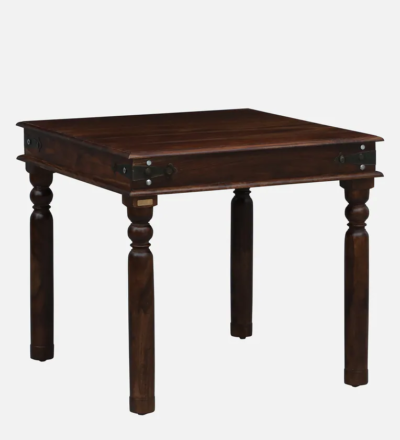 Dining Set Sheesham Wood with Carved Table Base and Padded Chair Seats - Image 5