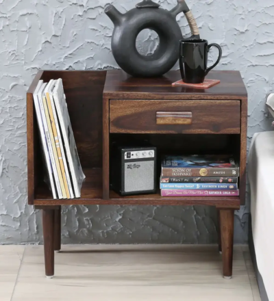 Wooden nightstand with ample storage by Sarve Furniture – wooden nightstand with spacious drawer and shelf for bedroom storage