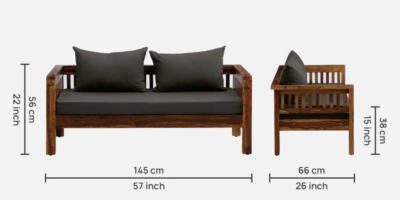 Sorting Sheesham Wood 2 Seater Sofa In Provincial Teak Finish Sarve Furniture - Image 3