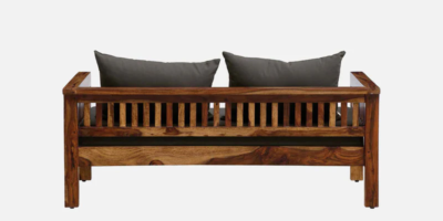 Sorting Sheesham Wood 2 Seater Sofa In Provincial Teak Finish Sarve Furniture - Image 7