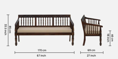 Elegant Three Seater Couch with Wooden Legs and Foam Cushion Support - Image 3
