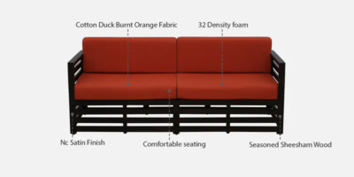 Spacious Three Seater Sofa with Fabric Upholstery and Solid Wood Frame - Image 4