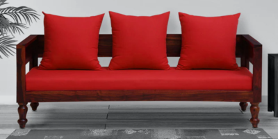 Viramika Sheesham Wood 3 Seater Sofa In Honey Oak Finish By Sarve Furniture