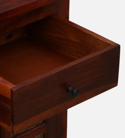 Elegant Sheesham Cabinet with Storage Drawers and Carved Wooden Side Panels - Image 9