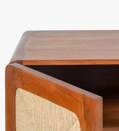 Modern TV Unit in Sheesham Wood with Cable Grommet and Wooden Legs - Image 6