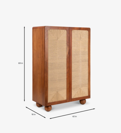 Antique Sheesham Wood Almirah with Brass Fittings By Sarve Furniture - Image 3