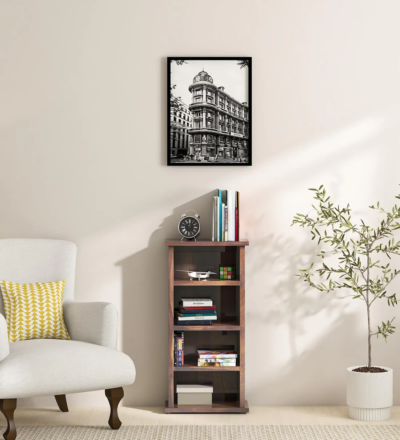 Elegant Sheesham wood bookcase with sliding doors and spacious storage by Sarve Furniture