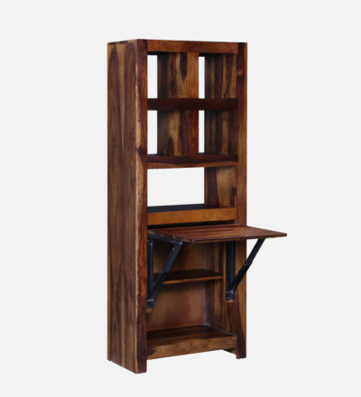 Tall Sheesham Bookshelf with Multiple Shelves and Traditional Indian Design - Image 4