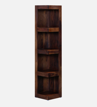 Solid Sheesham Wood Bookshelf with Carved Floral Motifs and Natural Polish - Image 5