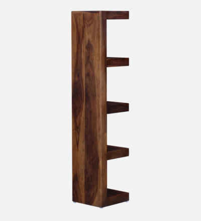 Solid Sheesham Wood Bookshelf with Carved Floral Motifs and Natural Polish - Image 7