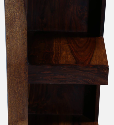 Solid Sheesham Wood Bookshelf with Carved Floral Motifs and Natural Polish - Image 9