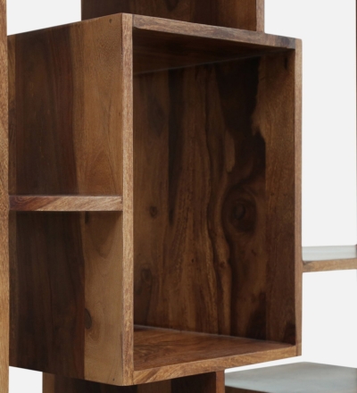 Compact Sheesham Bookshelf with Bottom Storage Drawer and Open Display - Image 7