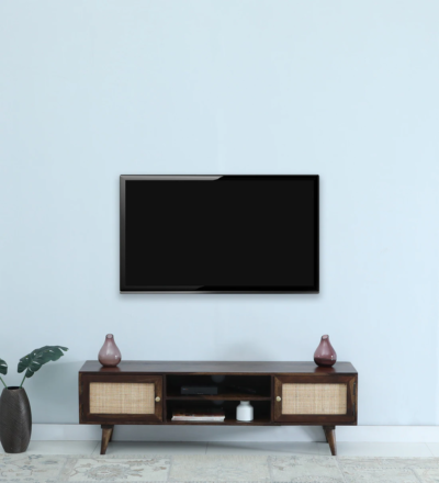 Premium entertainment TV unit in Sheesham wood for wall-wide screens by Sarve Furniture
