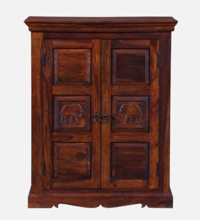Vintage Style Wooden Cabinet with Carved Frame and Drawer for Entryway - Image 4