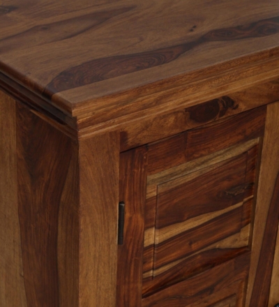 Compact Wooden Storage Cabinet with Carved Top and Lower Storage Compartment - Image 10